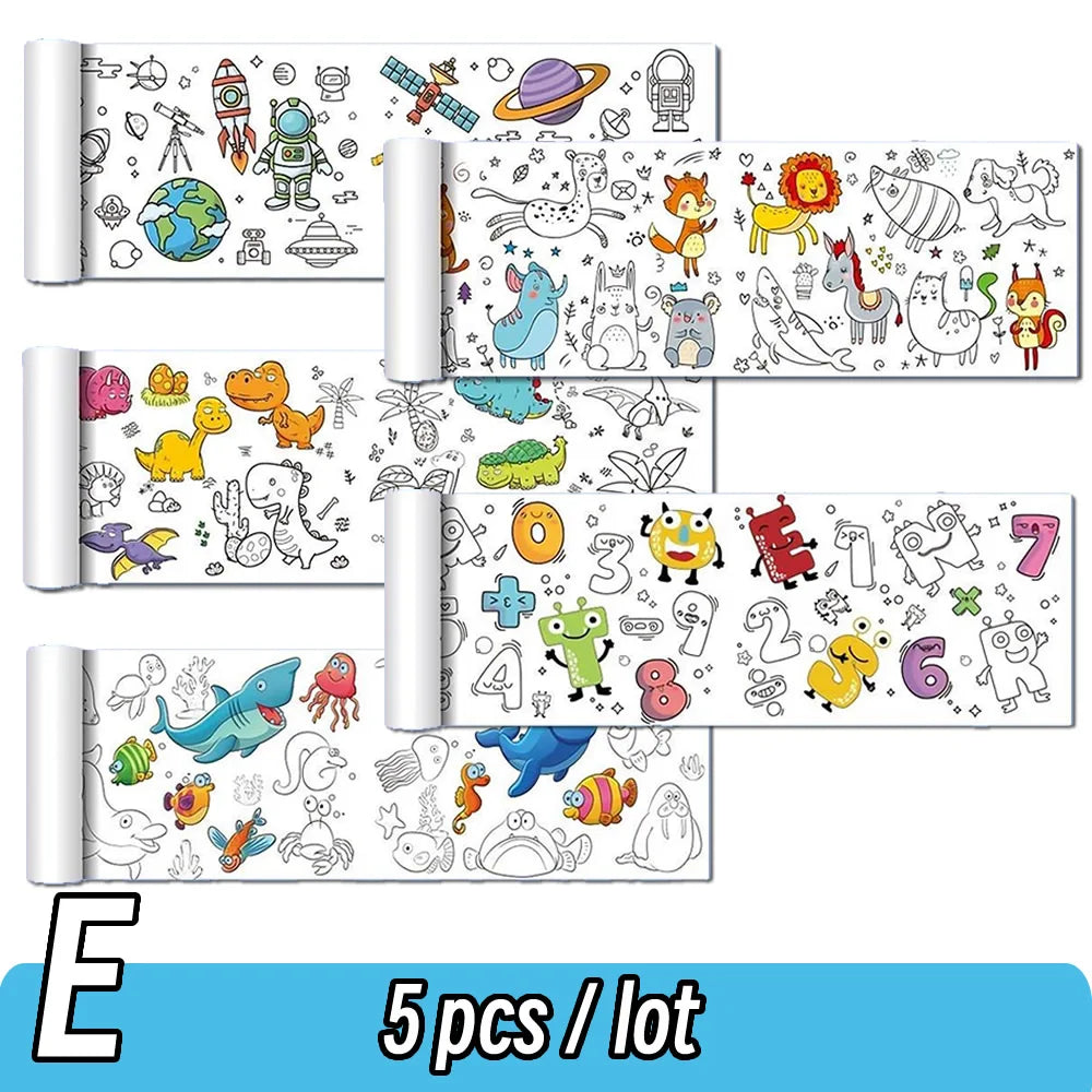 90cm Animal Canvas Children's Drawing Roll DIY Coloring Paper Roll Color Filling Graffiti Paper-cut Painting Educational School Beauty World Shop
