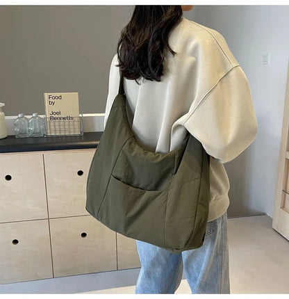Trendy Women's Soft Cloth Shoulder Bag Solid Color Student 2026 Spring Y2k Casual Style Big Handbags Crossbody Bags for Women Beauty World Shop