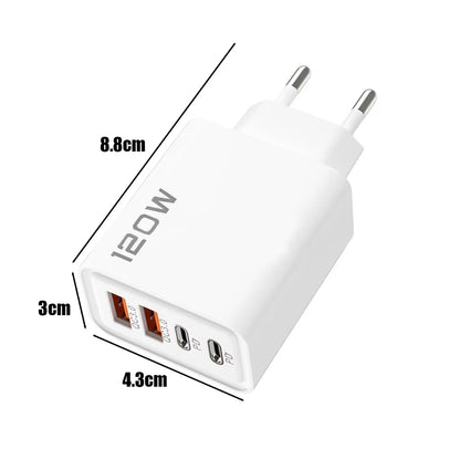 Total 120W Phone Charger Fast Charging Quick Charger PD USB Type C Wall Adapter For iPhone 16 15 Xiaomi 14 Huawei Redmi Oneplus Beauty World Shop