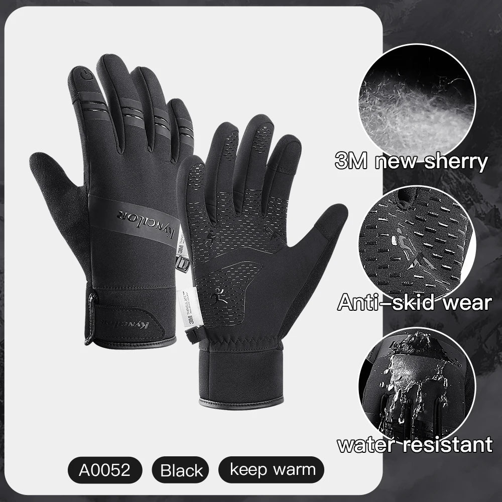 3M Ski Gloves Black Waterproof Winter Warm Cycling Outdoor Sports Running Riding Motorcycle Touch Screen Snowboard Gloves Men Beauty World Shop