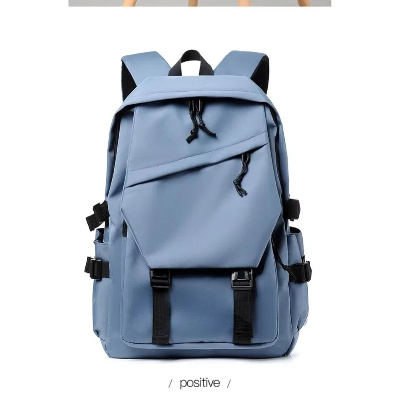 One 15 Inch Polyester Waterproof Solid Color Simple Men's Backpack Fashion Couple Student Computer Backpack Beauty World Shop