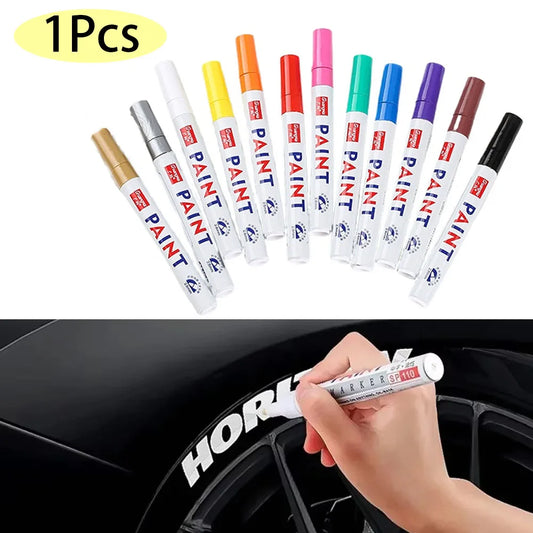 Car Paint Pen Waterproof Car Wheel Tire Oily Painting Mark Pen Auto Rubber Tyre Tread CD Metal Permanent Paint Marker Beauty World Shop
