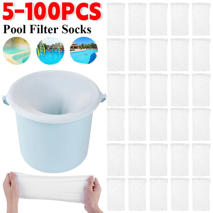 200-5PCS Pool Skimmer Socks Swimming Pool Filter Socks Basket Skimmer Elastic Nylon Mesh Pool Filter Debris Leaves Storage Socks Beauty World Shop