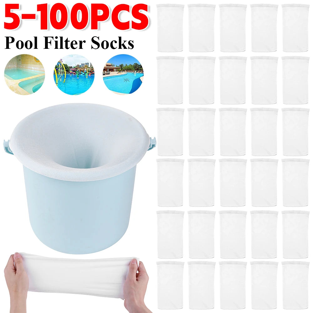 200-5PCS Pool Skimmer Socks Swimming Pool Filter Socks Basket Skimmer Elastic Nylon Mesh Pool Filter Debris Leaves Storage Socks Beauty World Shop