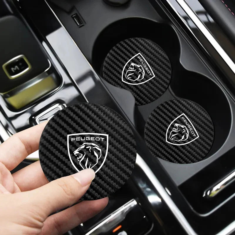 2Pcs Car coaster water anti slip pad silicone waterproof interior accessories For New Peugeot 206 208 207 3008 308 2008 107 508 Beauty World Shop