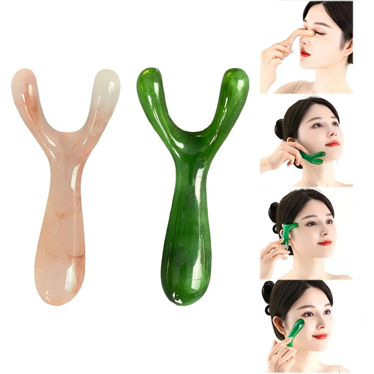 Resin Face Lifting Scraping Massage Nose Lifting Massage Y-shape Fork Guasha Massage Reduce Puffiness Trigger Point Nose Massage Beauty World Shop