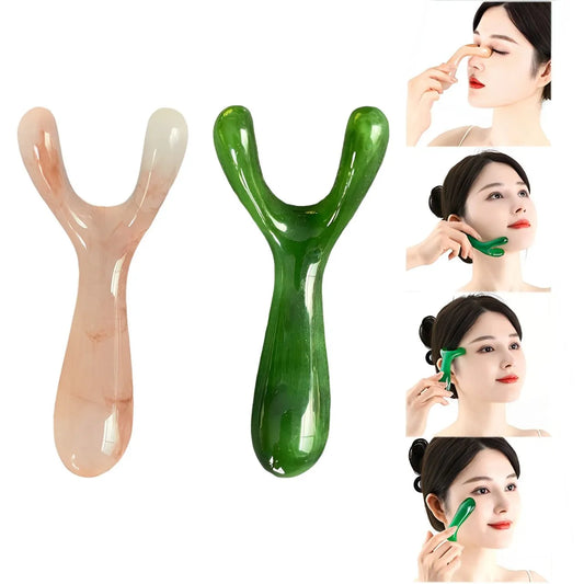 Resin Face Lifting Scraping Massage Nose Lifting Massage Y-shape Fork Guasha Massage Reduce Puffiness Trigger Point Nose Massage Beauty World Shop