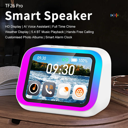 TF26 Pro Smart Speaker with RGB Lights Bluetooth Music Stories Player Home Voice Assistant Alarm Clock For Bedroom Living Room