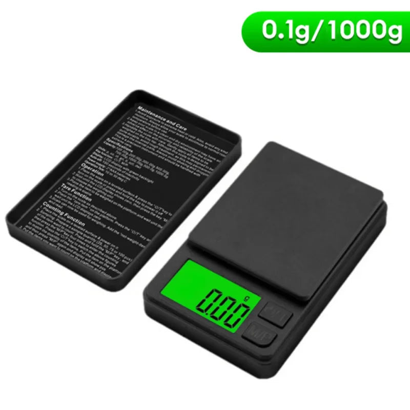 Precision Pocket Scale 1000g X 0.1g - Digital Gram, Food, Jewelry, Ounces/Grains Scale with Backlit LCD - Mini Scale for Travel Beauty World Shop