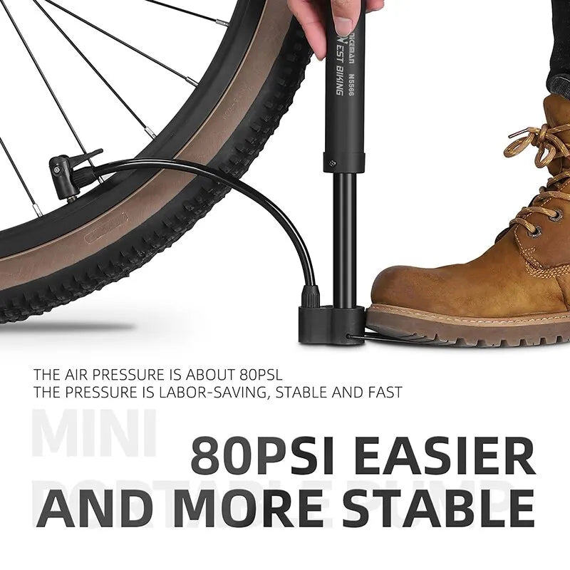 WEST BIKING MTB Bicycle Pump 80 PSI Bike Manual Air Pump Balloon Tire Inflator Schrader Valve Floor Pump Cycling Accesories Beauty World Shop