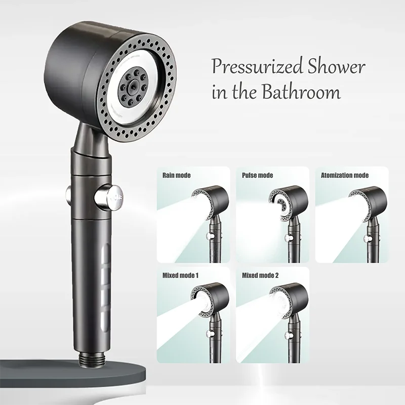 High Pressure Handheld Shower Head with One Button Stop Feature - Water Saving Bathroom Accessory Set Beauty Trend Shop