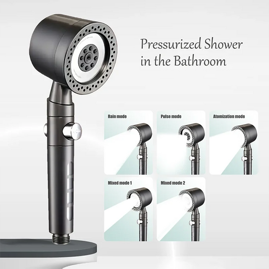 High Pressure Handheld Shower Head with One Button Stop Feature - Water Saving Bathroom Accessory Set Beauty Trend Shop