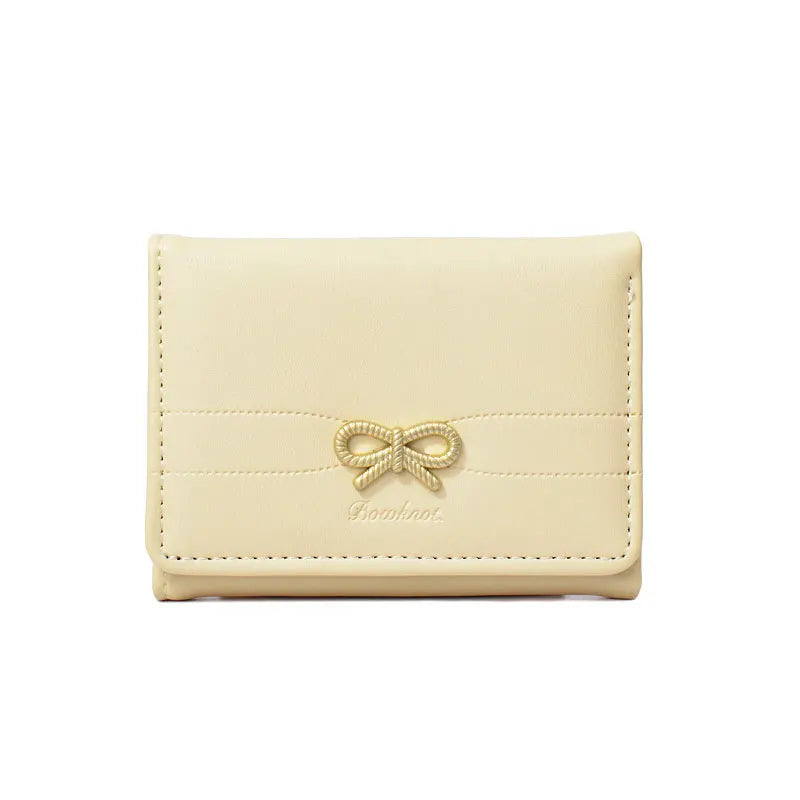 Fashion Wallets Girls Cute Bow Small Wallet Aesthetic Card Holder Classic Three Fold Purse For Women Student Simple Coin Pouch Beauty World Shop