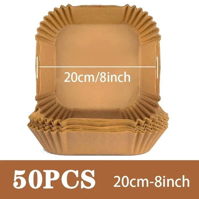 50Pcs Air Fryer Disposable Paper Non-Stick Airfryer Baking Papers Round Air-Fryer Paper Liners Paper Kitchen Accessories Beauty World Shop