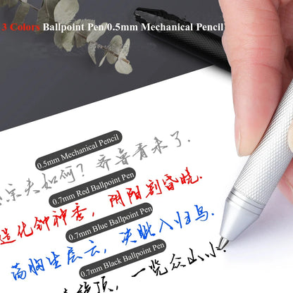 Multifunctional 4-color-in-one gravity-sensing pen metal ballpoint pen/Mechanical Pencil,Black/Red/Blue Ink Oil Signing canetas Beauty World Shop