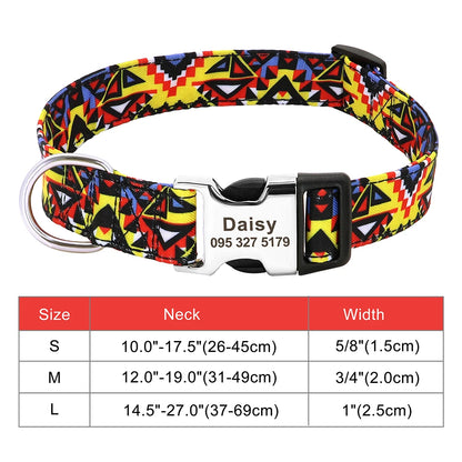 Adjustable Nylon Dog Collar Personalized Dogs Cat ID Collars With Engraved Name Buckle Anti-lost for Small Medium Large Dogs Beauty World Shop