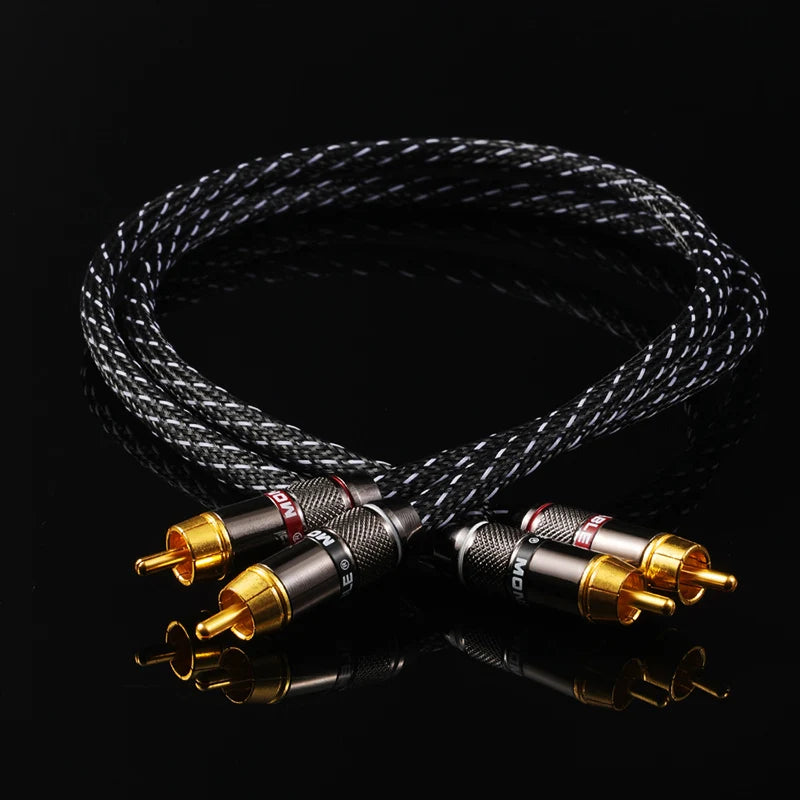 QINCROWN 6N OFC 2RCA Interconnect Cable, 24K Gold-Plated Plugs HiFi Audiophile for Amp DAC Preamp Home Audio Gear Beauty World Shop
