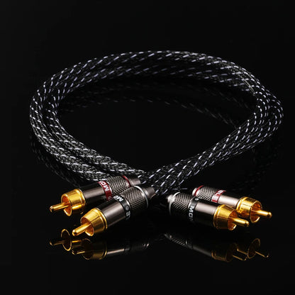 QINCROWN 6N OFC 2RCA Interconnect Cable, 24K Gold-Plated Plugs HiFi Audiophile for Amp DAC Preamp Home Audio Gear Beauty World Shop