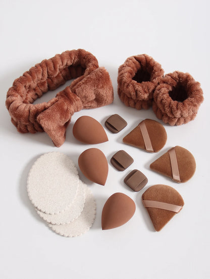 15 件套 Cosmetic Puff Makeup Sponge Blender Beauty Egg Foundation Sponges Puff Wash Face Headband Wristband Make up Accessories Beauty World Shop