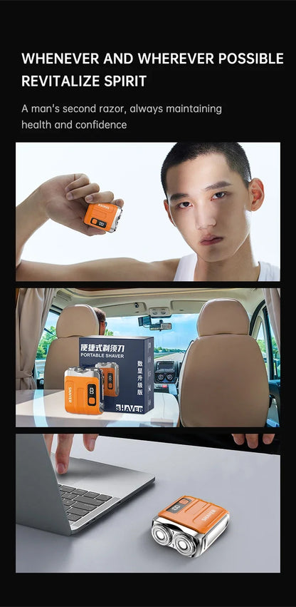 Mini Electric Smart Shaver Household Car Shaver Digital Display Dual Blade Rechargeable Shaver Powerful Beard Trimmer Tool Beauty World Shop