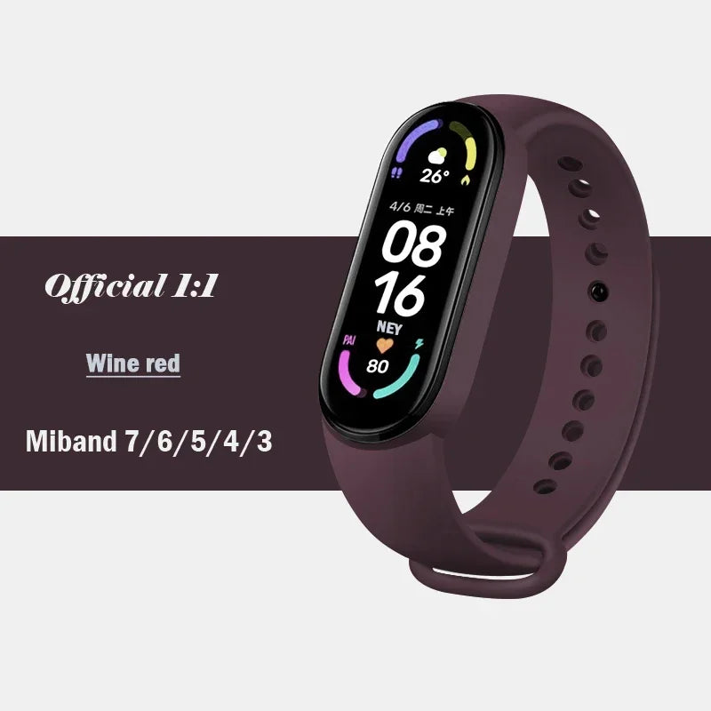 official Silicone Strap For Xiaomi Mi Band 4 5 6 7 Bracelet Sport Watch Wristband Miband4 miband7 Correa Mi band 3 4 5 6 7 Band Beauty Fashion