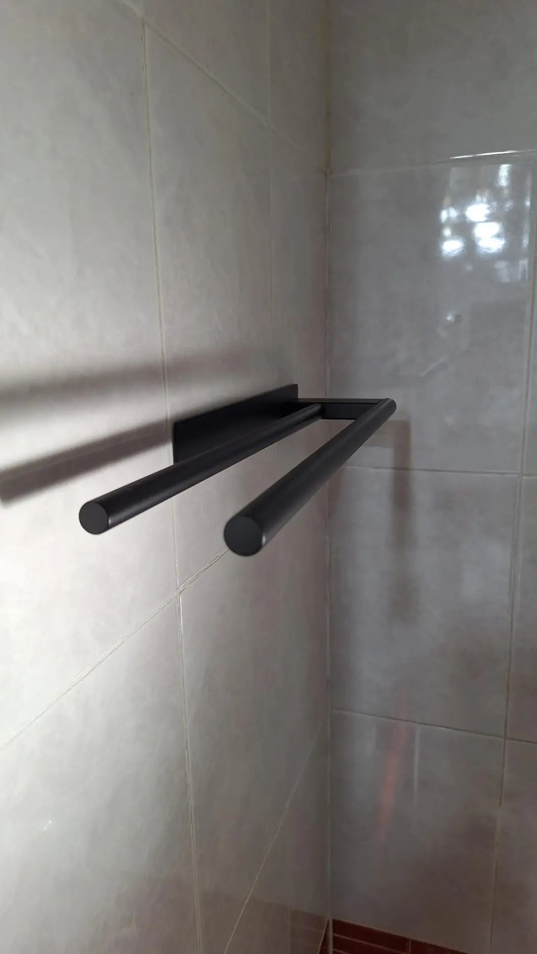 Bathroom Towel Racks No Drill Double Adhesive Towel Bar Stainless Steel Black 39 CM Towel Rack for Bathroom and Kitchen Beauty World Shop