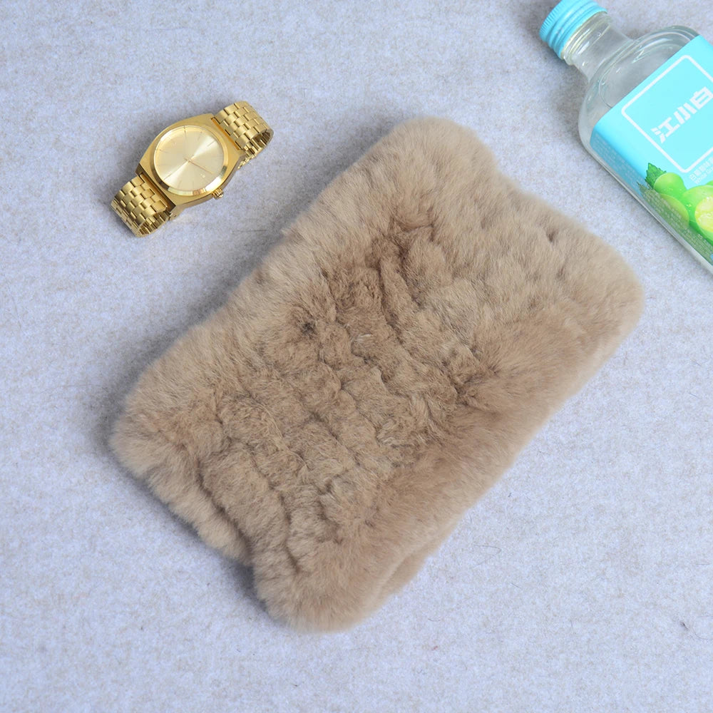 Women Handmade Stretch 100% Real Rabbit Fur Scarf Knit Genuine Rex Rabbit Fur Headbands Girls Natural Rabbit Fur Ring Scarves Beauty World Shop