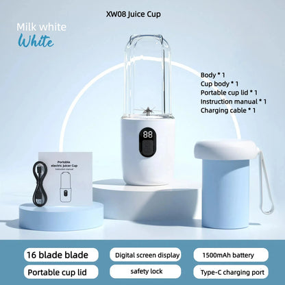 Portable Juicer Blender 400ml Electric Fruit Juicer USB Charging Lemon Orange Fruit Juicing Cup Smoothie Blender Machine 2cups Beauty World Shop
