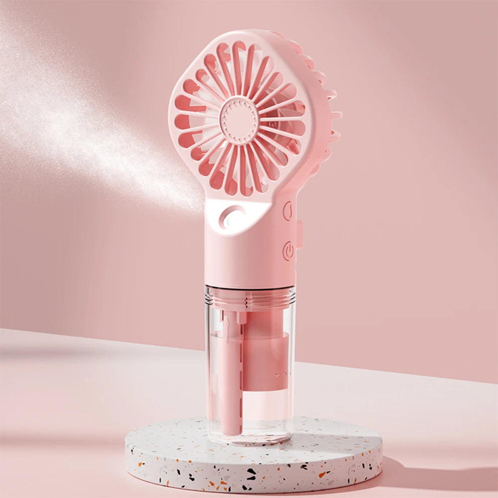 Portable Humidifier Fan Mini Handheld Mist Fan Portable USB Rechargeable Handheld Fan with Humidifier Mini Water Spray Hand Fan Beauty World Shop