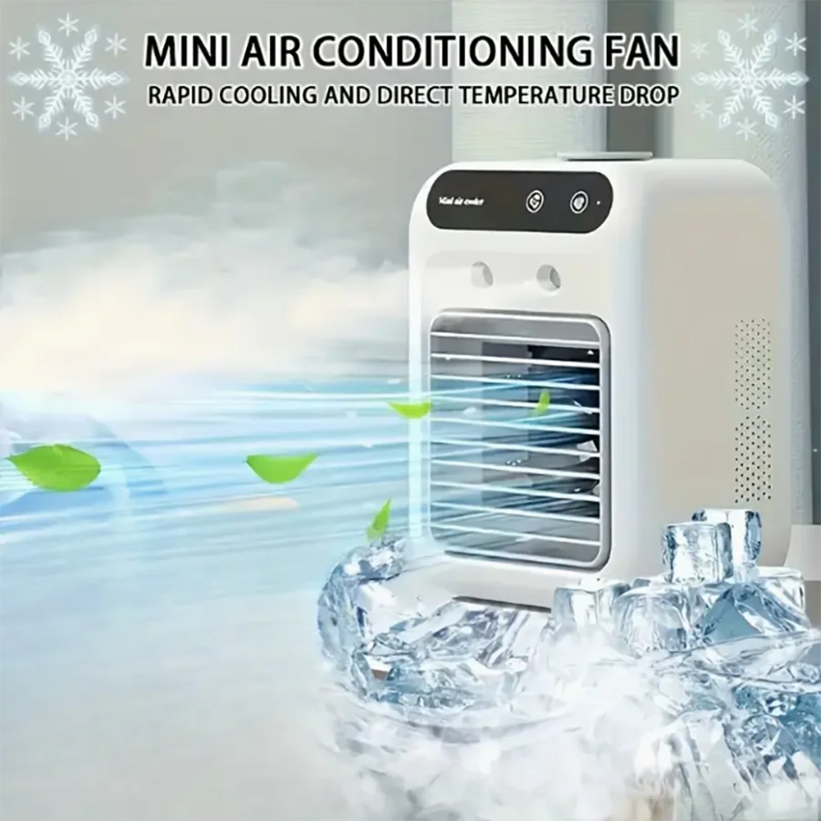 Portable mini desktop Air Conditioner Fan, Low Noise, Powerful Humidifier and Cooling Function, USB Charging, Transparent Design Beauty World Shop