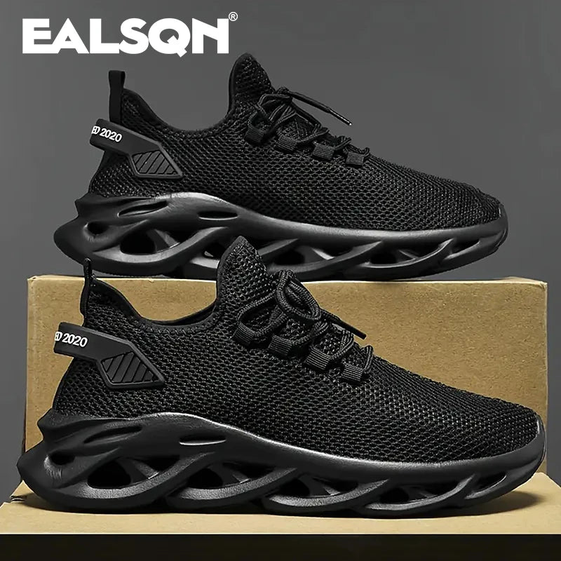 Men Sports Running Black Jogging Shoes Casual Sneakers Brown Outdoor Breathable Mesh Women Light Shock-absorption Black Tennis Beauty World Shop