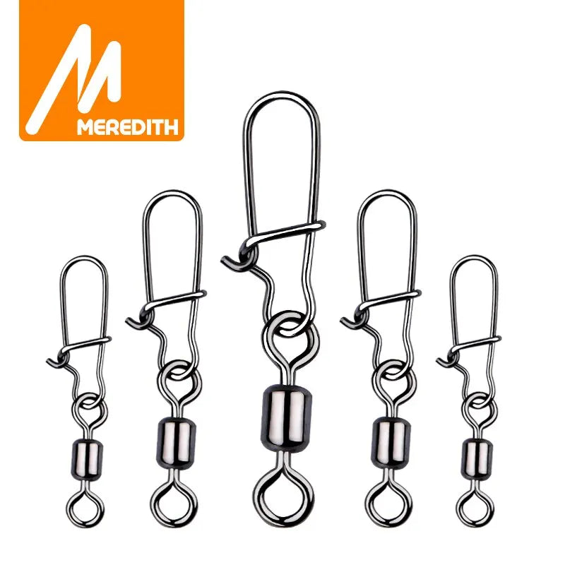 MEREDITH Pike Fishing Accessories Connector 50PCS Pin Bearing Rolling Swivel Stainless Steel Snap Fishhook Lure Swivels Tackle Beauty World Shop
