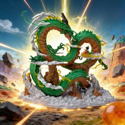 22cm/8.66in Dragon Ball Anime Figure Shenron Figure Goku And Shenron Figurine Pvc Statue Collection Model Decoration Toys Gifts Beauty World Shop