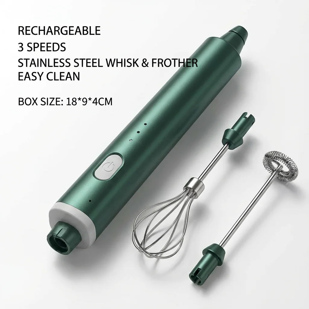 1 PCS USB Rechargeable Handheld Egg Beater 3 Speeds Electric Milk Frother Foam Maker Mixer Coffee Drink Frothing Wand Foamer Beauty World Shop