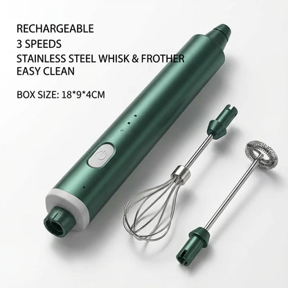 1 PCS USB Rechargeable Handheld Egg Beater 3 Speeds Electric Milk Frother Foam Maker Mixer Coffee Drink Frothing Wand Foamer Beauty World Shop