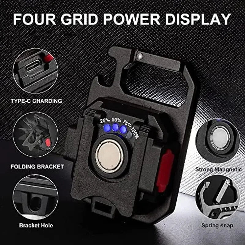 Mini LED Flashlight Magnetic COB Outdoor Camping Pocket Work Light 800 Lumens USB Rechargeable 7 Modes Spotlights Beauty World Shop