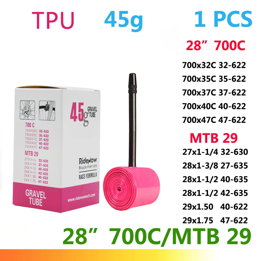 RideNow TPU Bike Inner Tube 700C 700x18 23 25 28 32 35 37 40 47C Road Bicycle Tire MTB Bike Camera 29x1.5 1.75 1.9 pneu aro Beauty World Shop