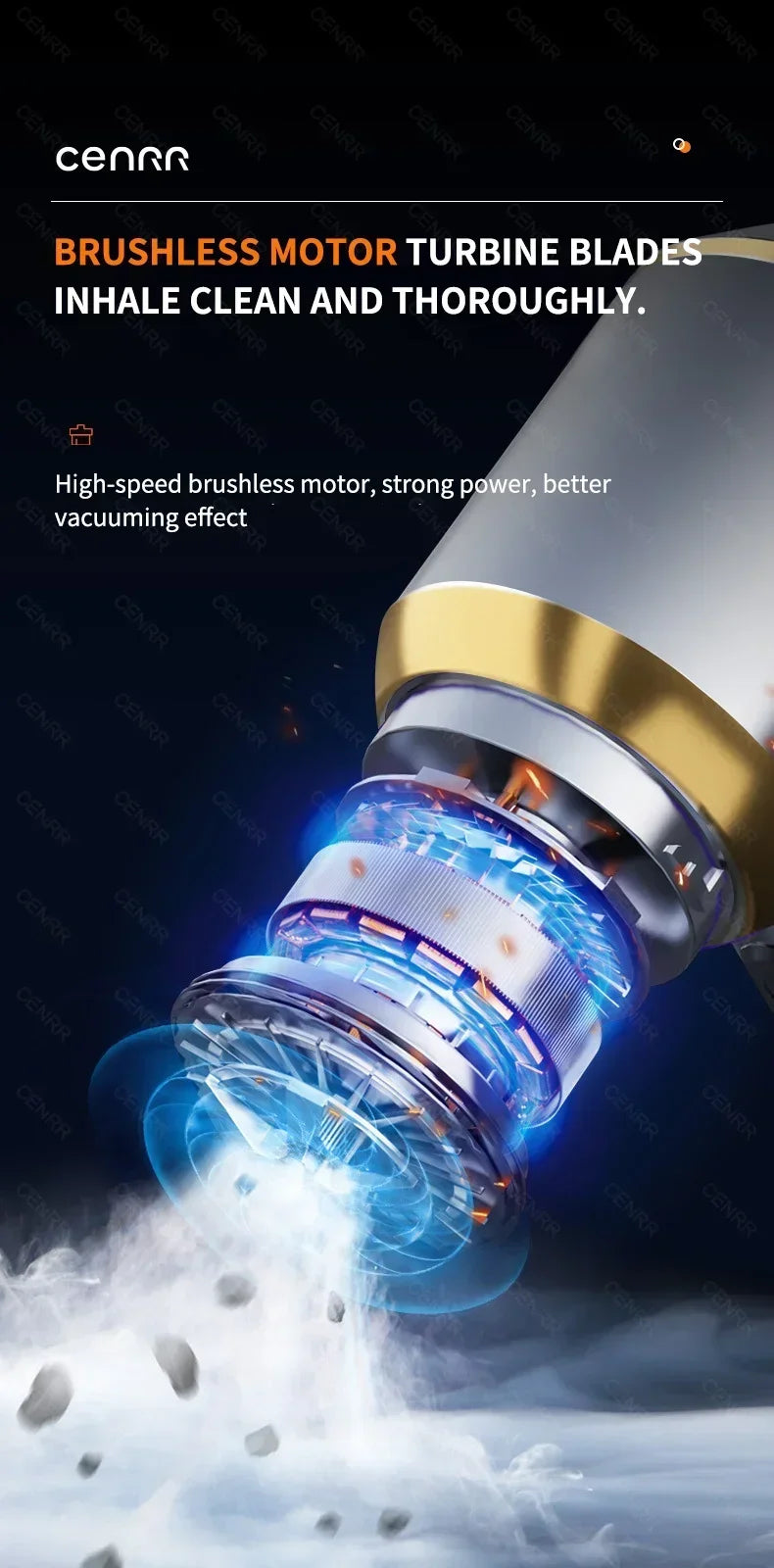 CENRR 360000PA Car Vacuum Cleaner Strong Suction Cordless Wireless Cleaner Portable  HandHeld Vacuum Cleaner Cleaning Machine Beauty World Shop