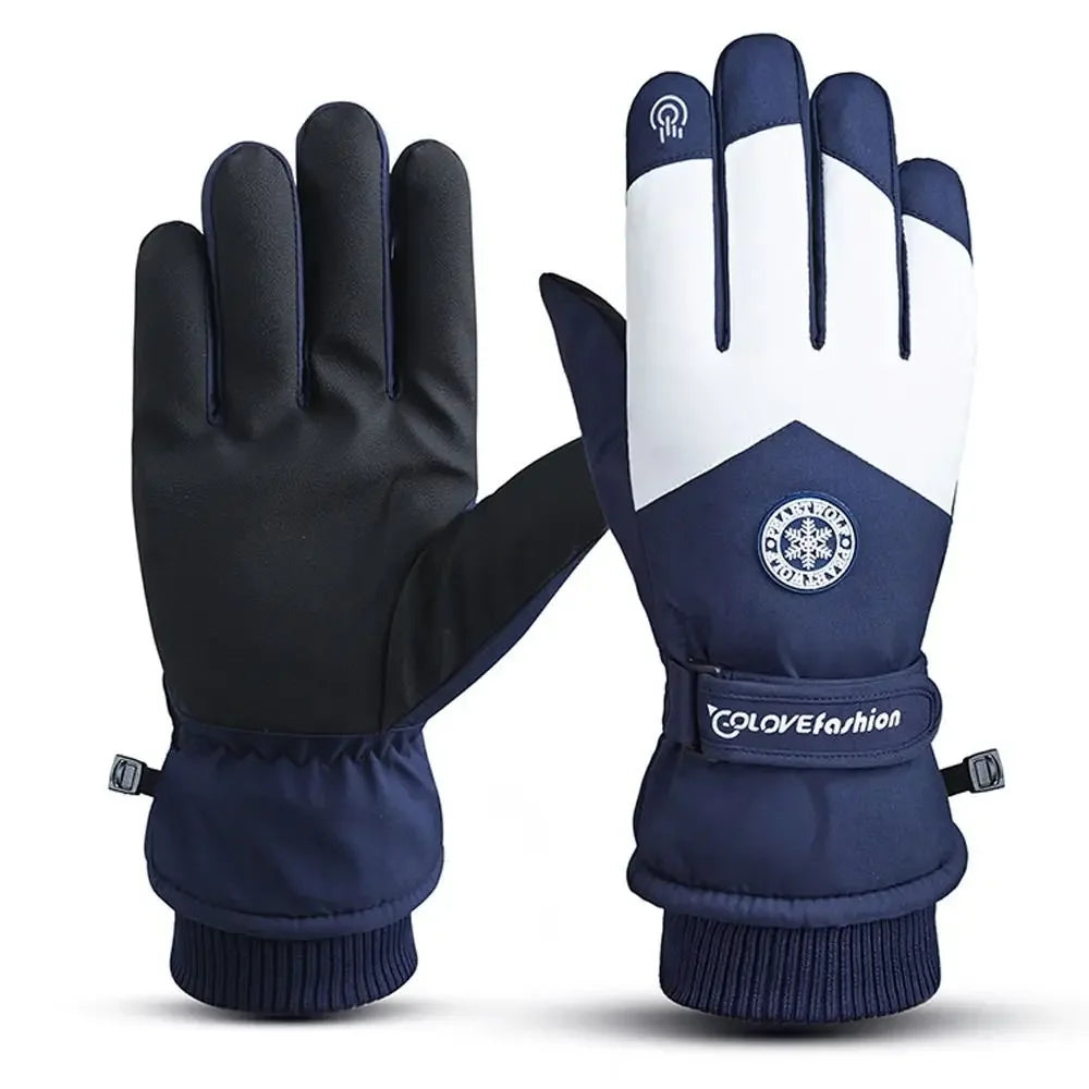 Winter Snowboard Ski Gloves PU Leather Non-slip Touch Screen Waterproof Motorcycle Cycling Fleece Warm Riding Gloves Beauty World Shop