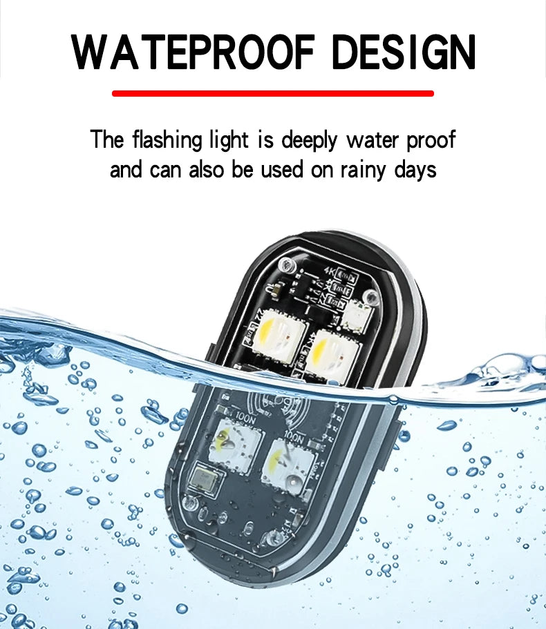 Wireless Light Aircraft Airplane Helicopter Warning Lights RGB Led Strobe lights Motorcycle Lights LED Flash with USB Charging Beauty World Shop