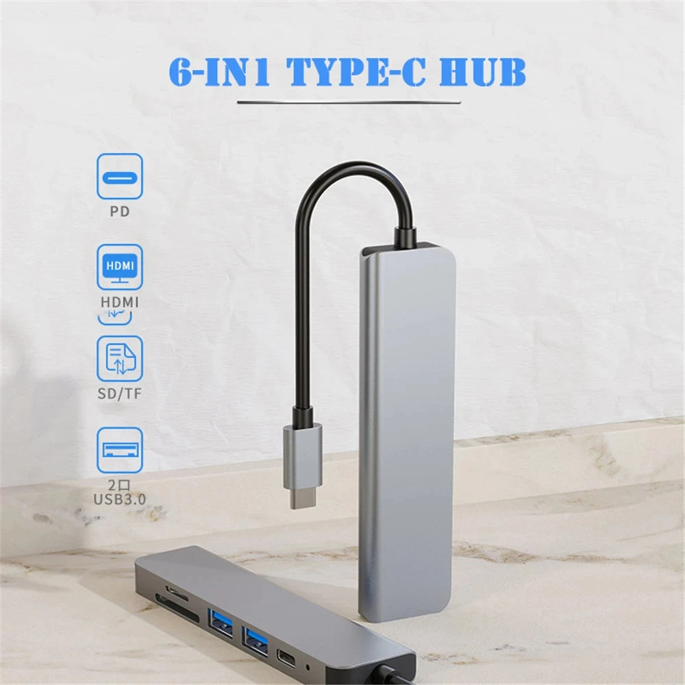 6 in 1 USB HUB C type-c HUB USB C to USB 3.0 HDTV-Compatible Dock for MacBook Pro For Nintendo Switch USB-C Type C 3.0 Splitter Beauty World Shop