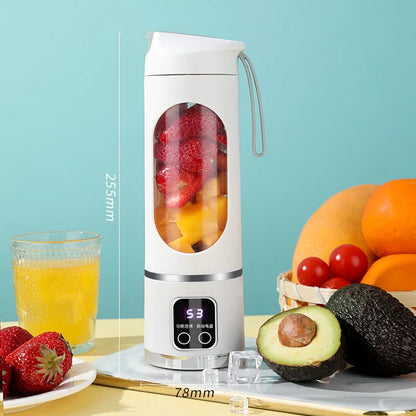 Mini Electric Juicer 450ML Large Capacity with Powerful Motor Digital Display for Crushed Ice Household Rechargeable Juice Cup Beauty World Shop