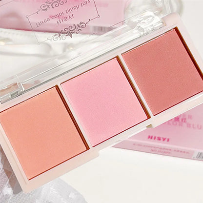 HISYI three-color blush natural color rendering delicate non-flying powder matte rouge holding makeup clear vitality girl blush Beauty World Shop