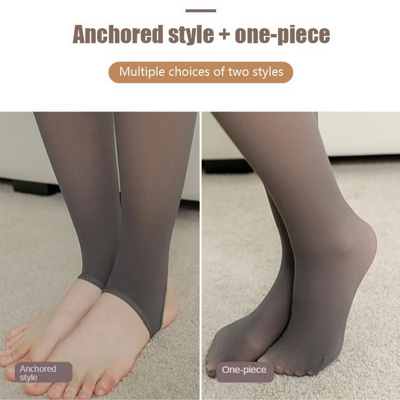 Women Thermal Leggings Winter Warm Sexy Elastic Translucent Pantyhose Female Fleece Thermal High Waist Slim Thicken Tight Pants Beauty World Shop