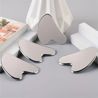 1pc Gua Sha Board Beauty Skin Care Facial Tool Stainless Steel GuaSha Massage Tool Natural Universal Facial Silver Metal Beauty World Shop