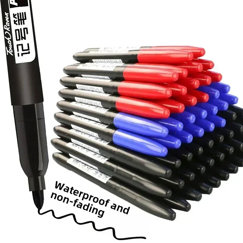 6-20PCs/Set PermanentMarker Pen Fine Point Waterproof Markers Thin Nib Crude Nib Black Blue Red Ink 1.5mm Fine Color Marker Pens Beauty World Shop