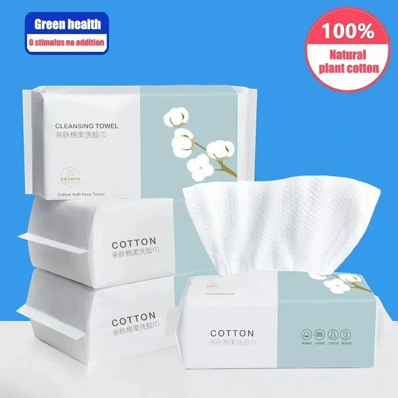 Reusable thickened face towel One pack of 100 pieces per pack Travel cleanser, wet and dry makeup remover, cotton soft fabric Beauty World Shop