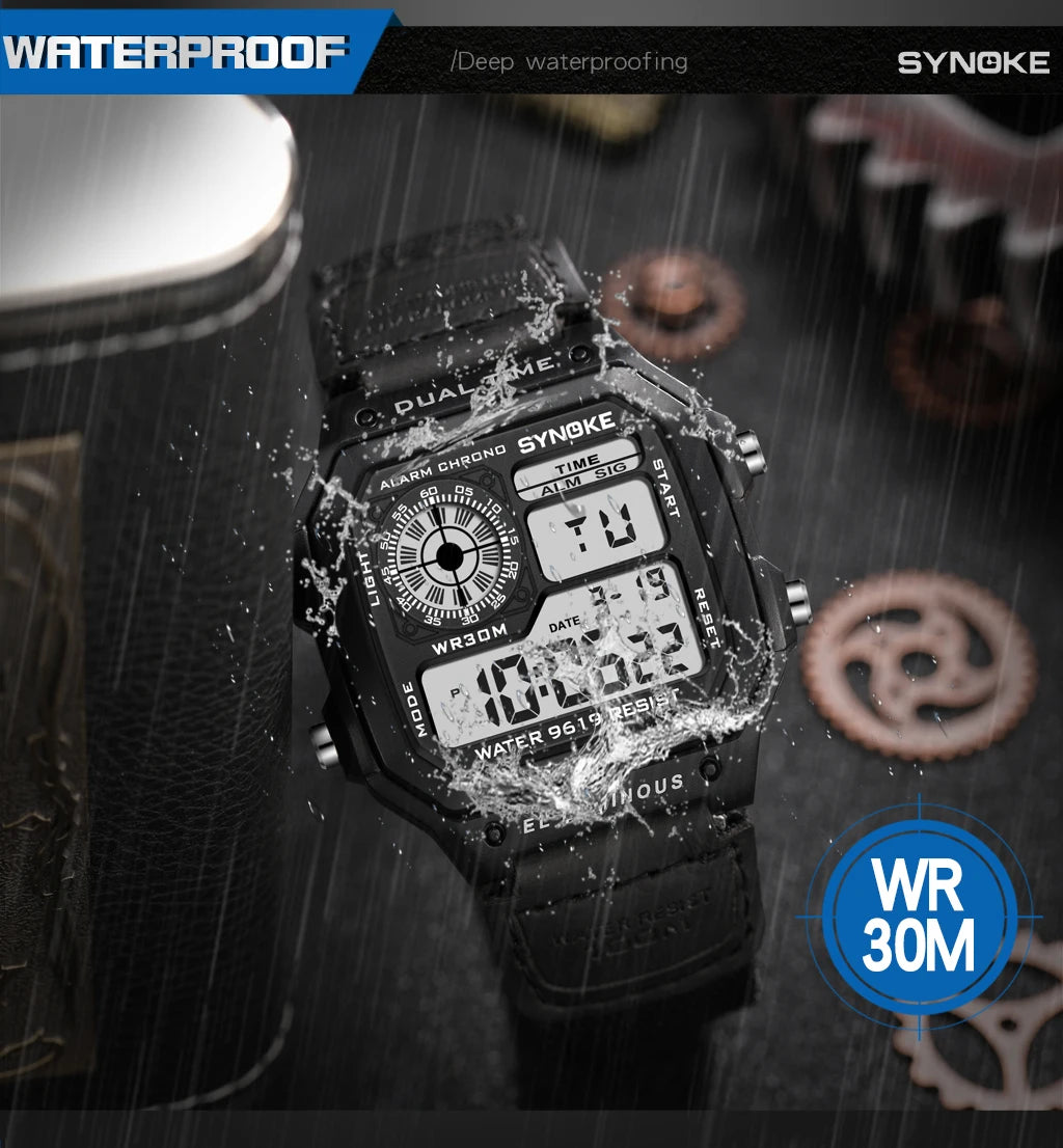 Synoke Outdoor Military Digital Watch For Men Fashion Retro Nylon Canvas Strap Sports Waterproof Watch Multifunctional Luminous Beauty World Shop