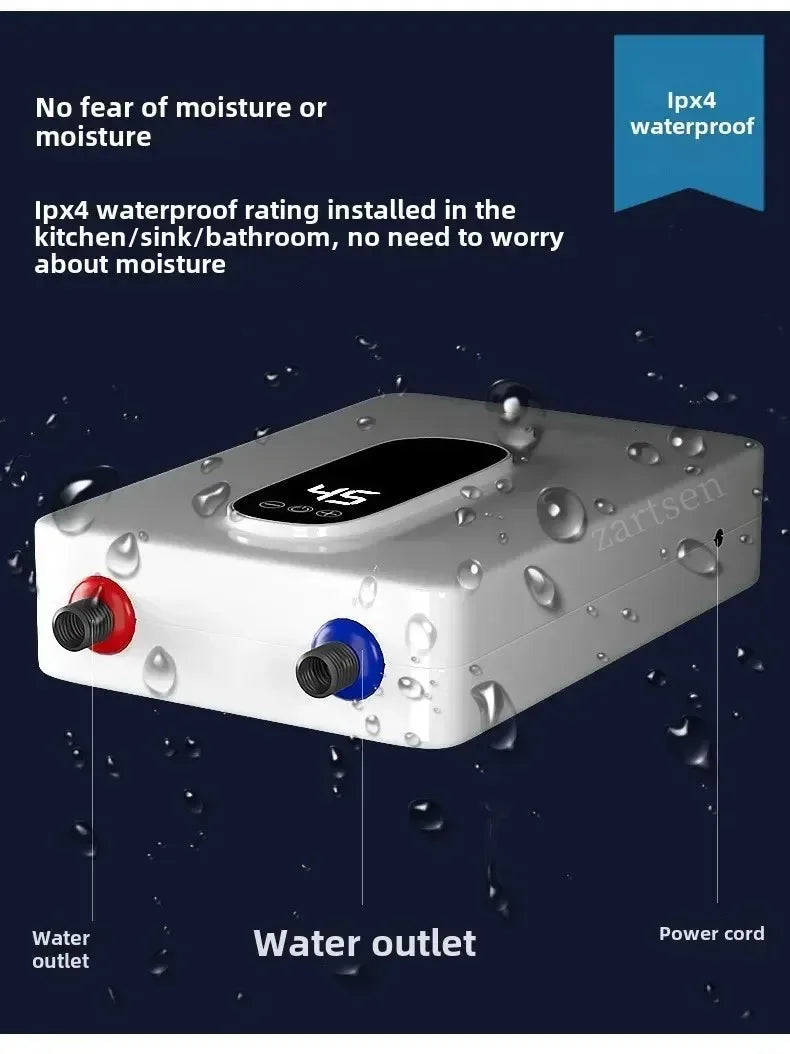 220V Instant Hot Water Heater Tankless Electric Compact for Bathroom Toilet Energy Saving On-Demand Solution Beauty World Shop