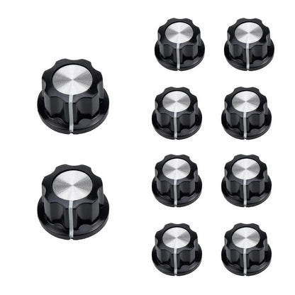 Miwayer 10Pcs Potentiometer Volume Control Knob Silver Tone Top 1/4"Shaft w/Set Screw /for Guitar Effect Sound Pedal Replacement Beauty World Shop